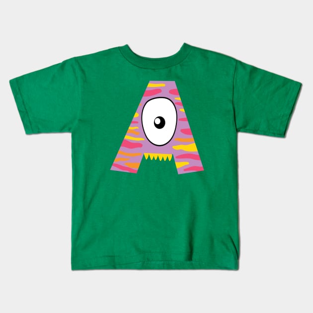 monster A Kids T-Shirt by salimax